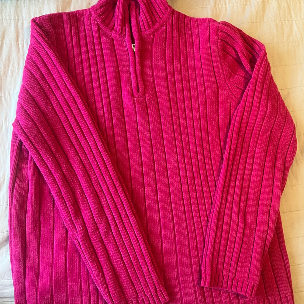 Hot Pink Quarter 1/4 Zip Sweater Karen Scott M